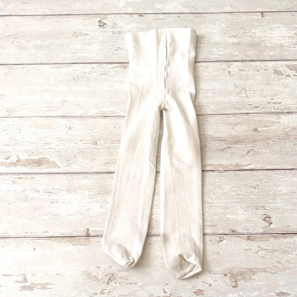 Girls 2T 3T Thick White Tights Stockings Kids Knit Toddler Baby